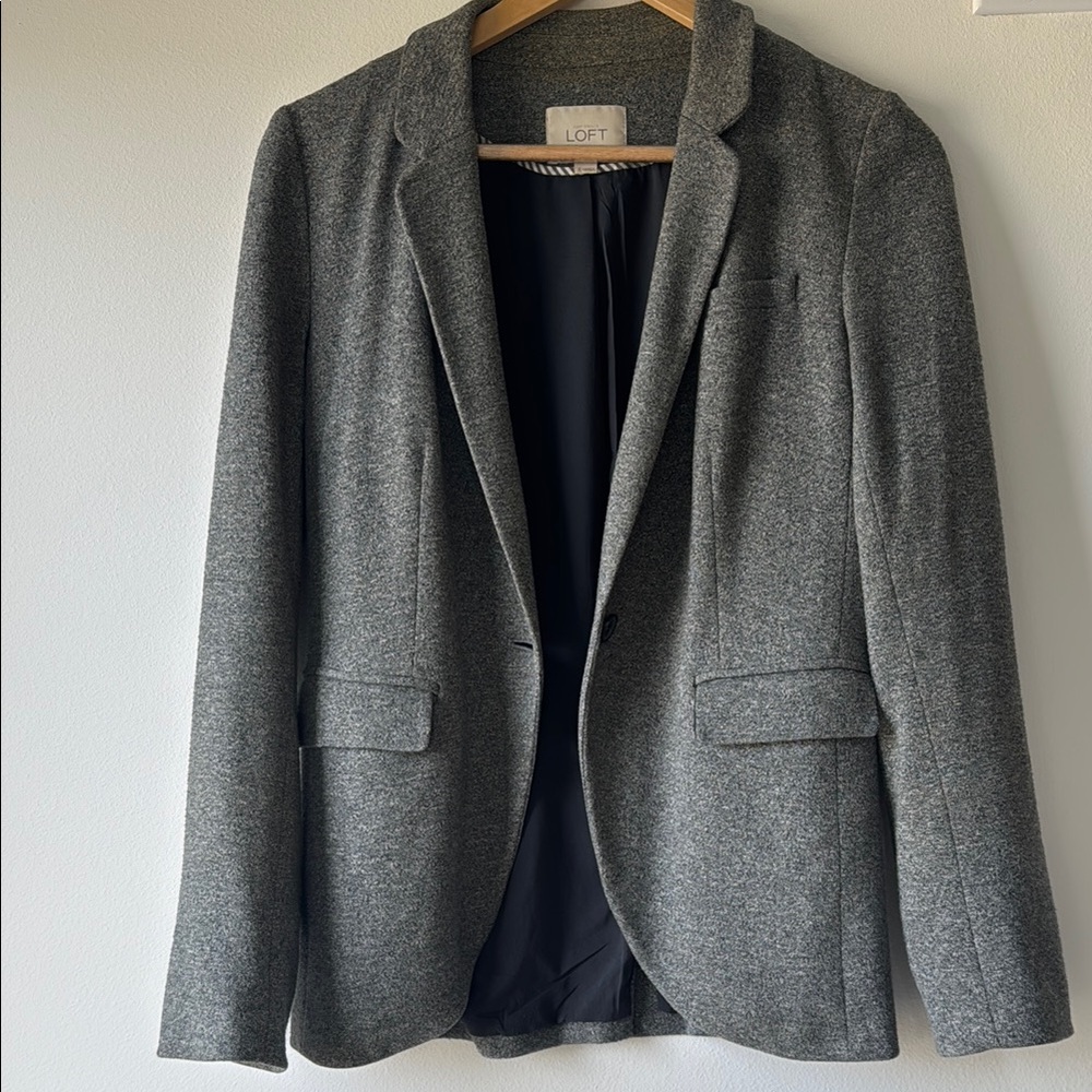 LOFT Gray Tailored Blazer with Notched Lapels